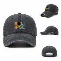 2026 Total Solar Eclipse Retro Typography Washed Cotton Baseball Cap August 12 Totality Astronomy Gift