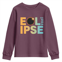 2026 Total Solar Eclipse Retro Typography Youth Sweatshirt August 12 Totality Astronomy Gift