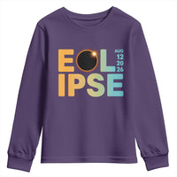 2026 Total Solar Eclipse Retro Typography Youth Sweatshirt August 12 Totality Astronomy Gift