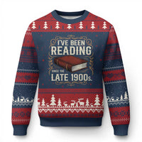 Funny Vintage 80s 90s Book Lover Ugly Christmas Sweater I've Been Reading Since The Late 1900s Bookworm Humor