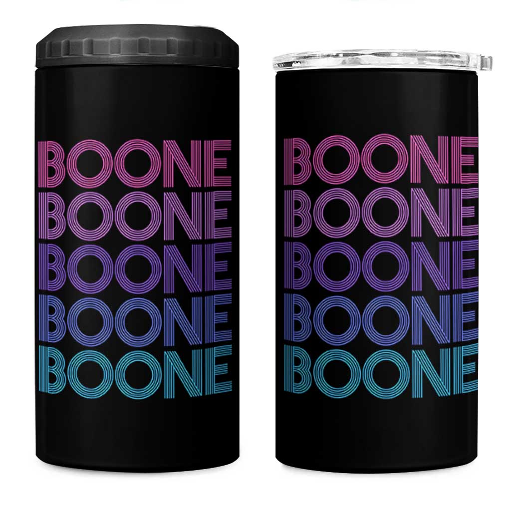 Retro Boone Name Lover Neon Gradient Typography 4 in 1 Can Cooler Tumbler