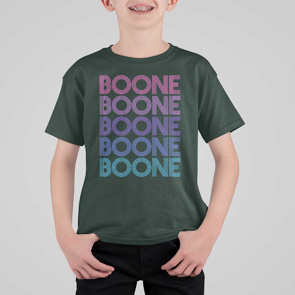 Retro Boone Name Lover Neon Gradient Typography T Shirt For Kid