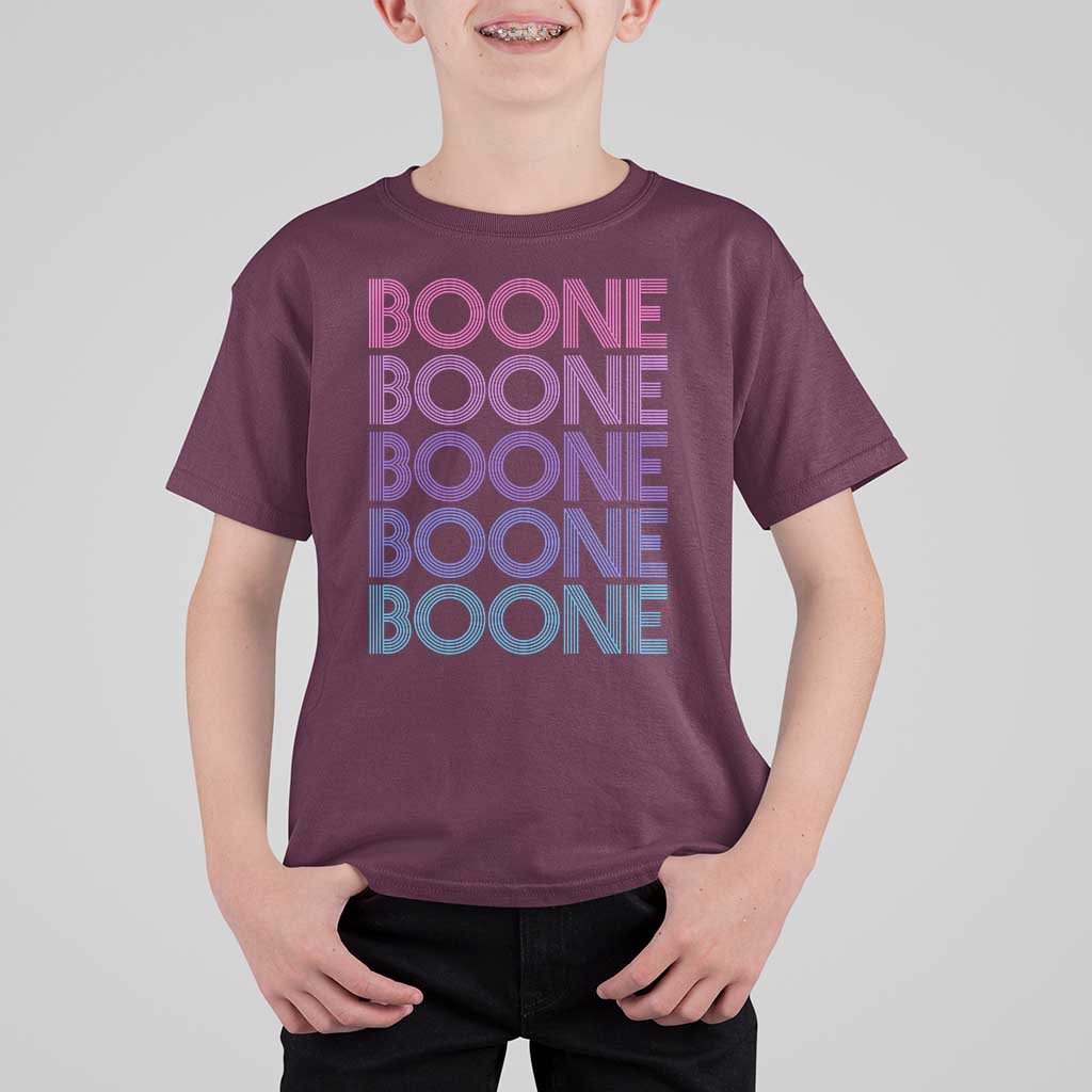 Retro Boone Name Lover Neon Gradient Typography T Shirt For Kid