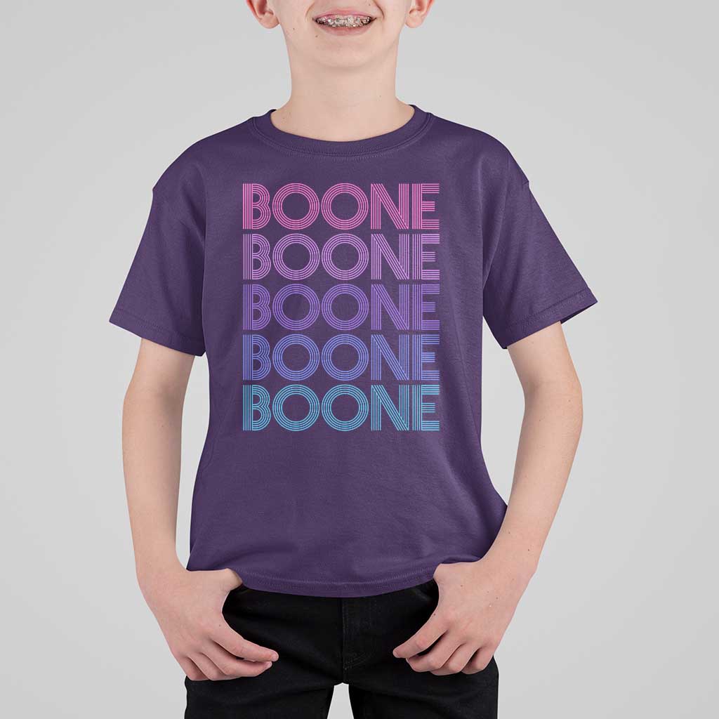 Retro Boone Name Lover Neon Gradient Typography T Shirt For Kid