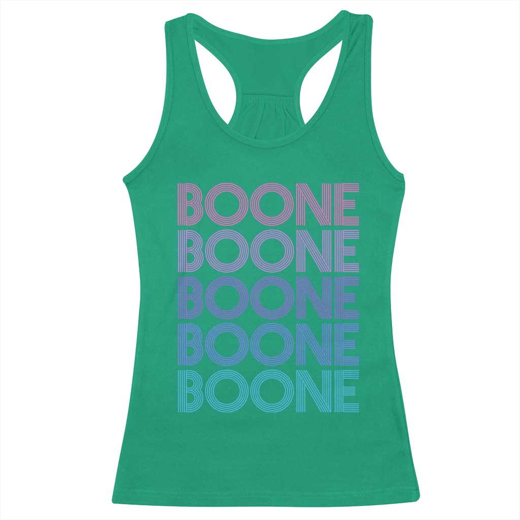 Retro Boone Name Lover Neon Gradient Typography Racerback Tank Top