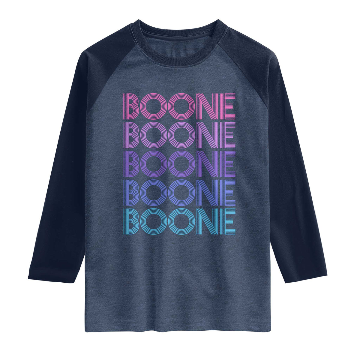 Retro Boone Name Lover Neon Gradient Typography Raglan Shirt