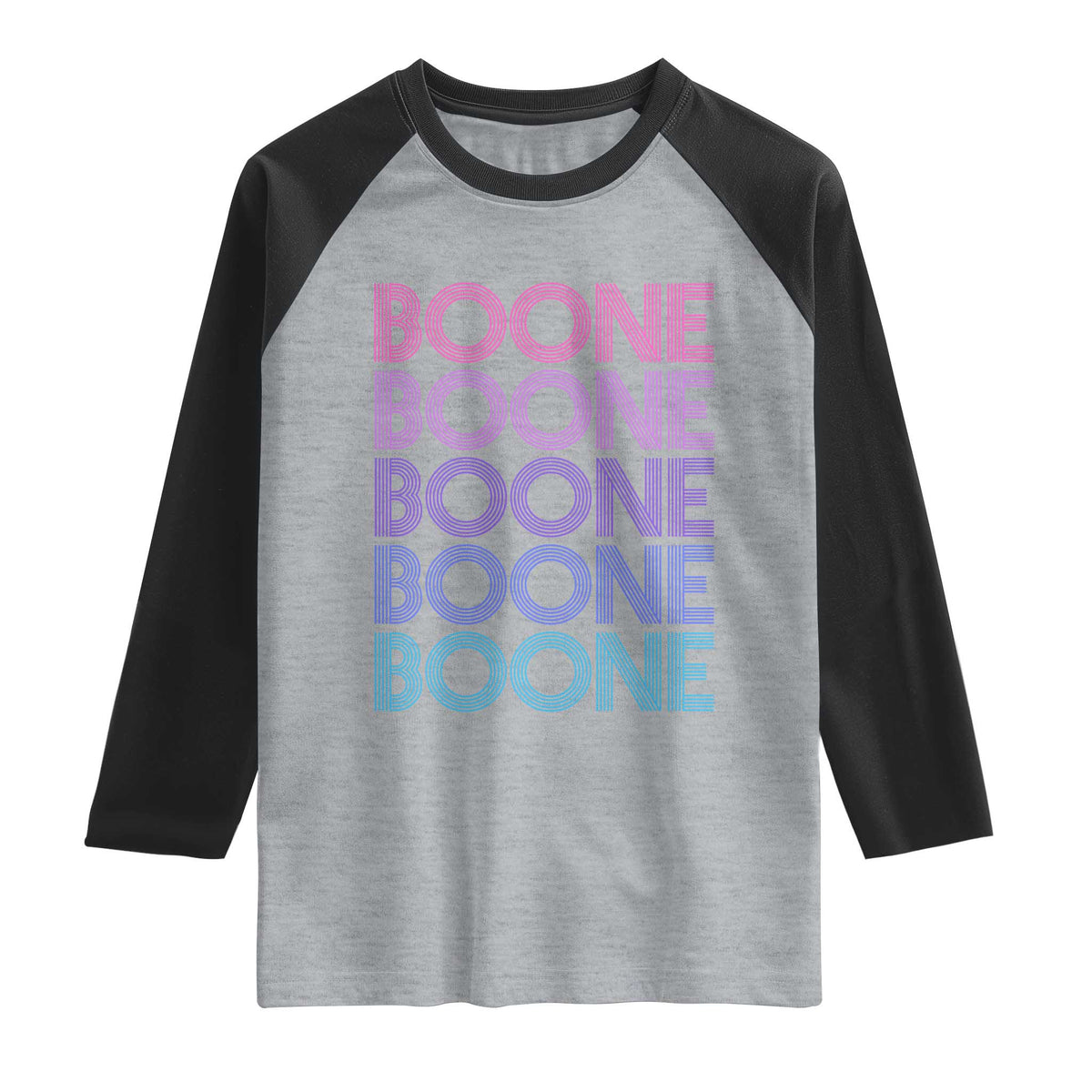 Retro Boone Name Lover Neon Gradient Typography Raglan Shirt