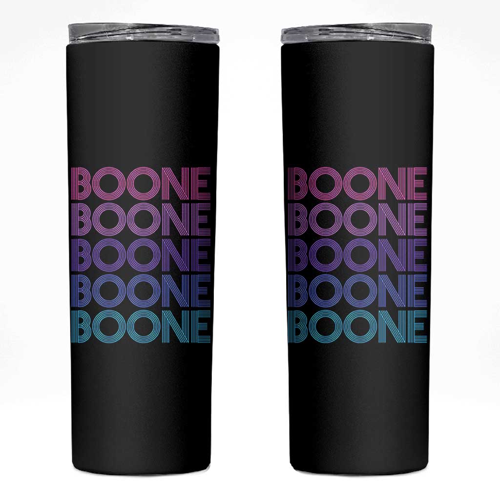 Retro Boone Name Lover Neon Gradient Typography Skinny Tumbler