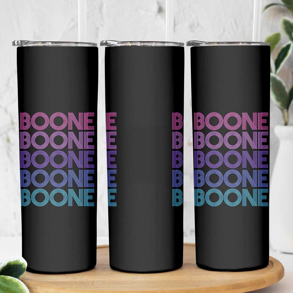 Retro Boone Name Lover Neon Gradient Typography Skinny Tumbler