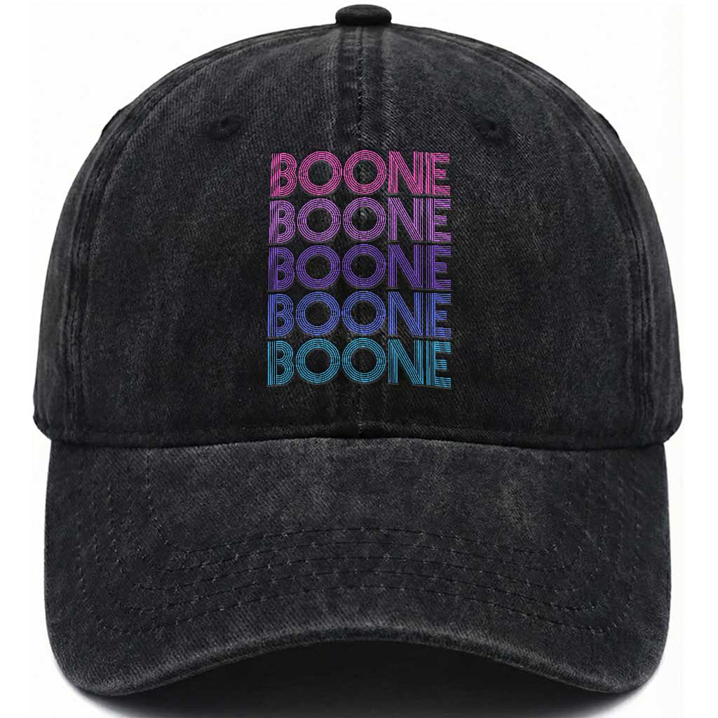 Retro Boone Name Lover Neon Gradient Typography Washed Cotton Baseball Cap