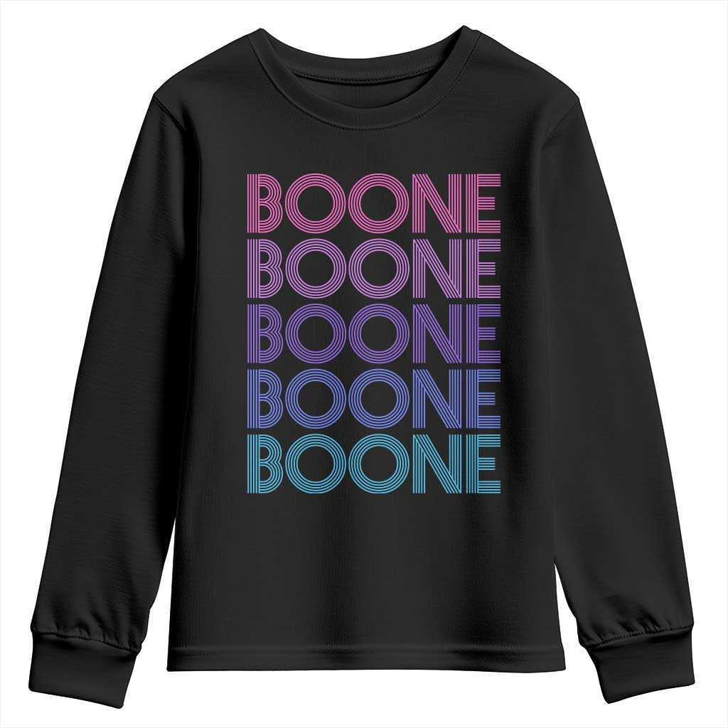 Retro Boone Name Lover Neon Gradient Typography Youth Sweatshirt