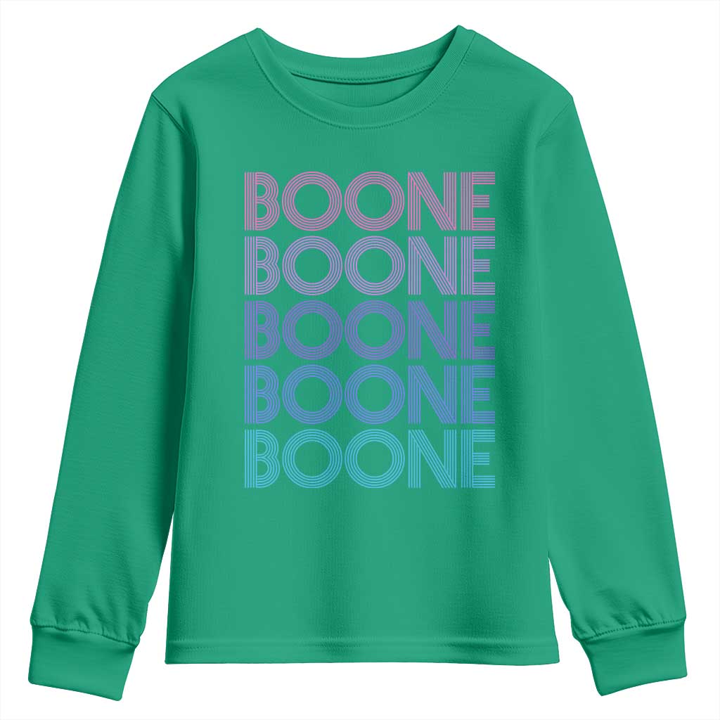 Retro Boone Name Lover Neon Gradient Typography Youth Sweatshirt
