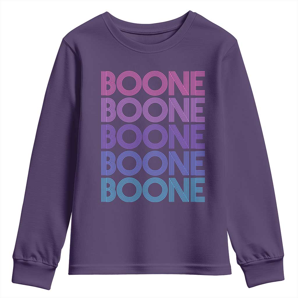 Retro Boone Name Lover Neon Gradient Typography Youth Sweatshirt
