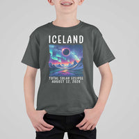 Iceland Total Solar Eclipse 2026 Aurora T Shirt For Kid Totality Northern Lights Astronomy Travel Gift