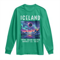 Iceland Total Solar Eclipse 2026 Aurora Long Sleeve Shirt Totality Northern Lights Astronomy Travel Gift