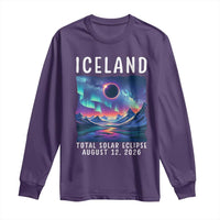 Iceland Total Solar Eclipse 2026 Aurora Long Sleeve Shirt Totality Northern Lights Astronomy Travel Gift