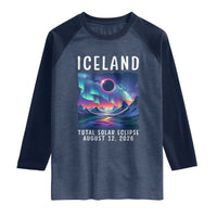 Iceland Total Solar Eclipse 2026 Aurora Raglan Shirt Totality Northern Lights Astronomy Travel Gift