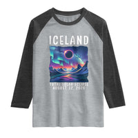 Iceland Total Solar Eclipse 2026 Aurora Raglan Shirt Totality Northern Lights Astronomy Travel Gift