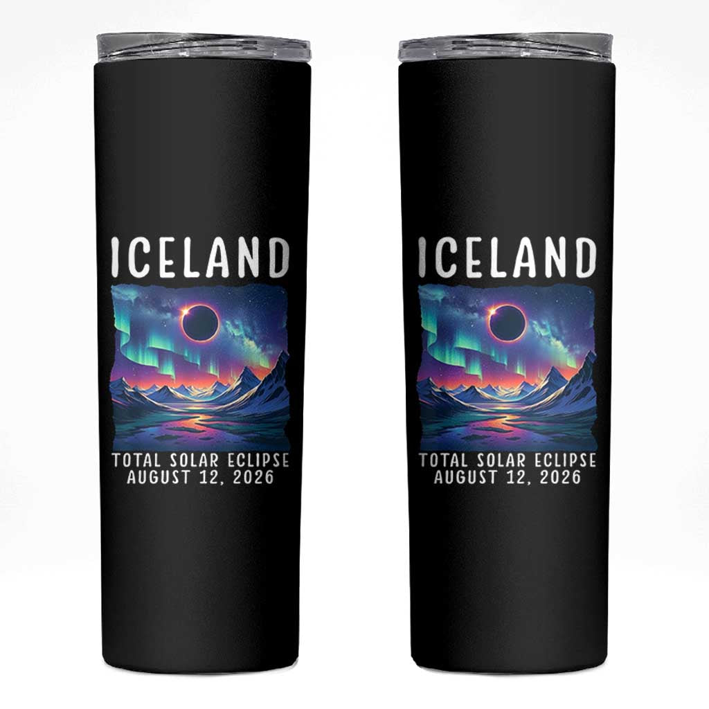 Iceland Total Solar Eclipse 2026 Aurora Skinny Tumbler Totality Northern Lights Astronomy Travel Gift