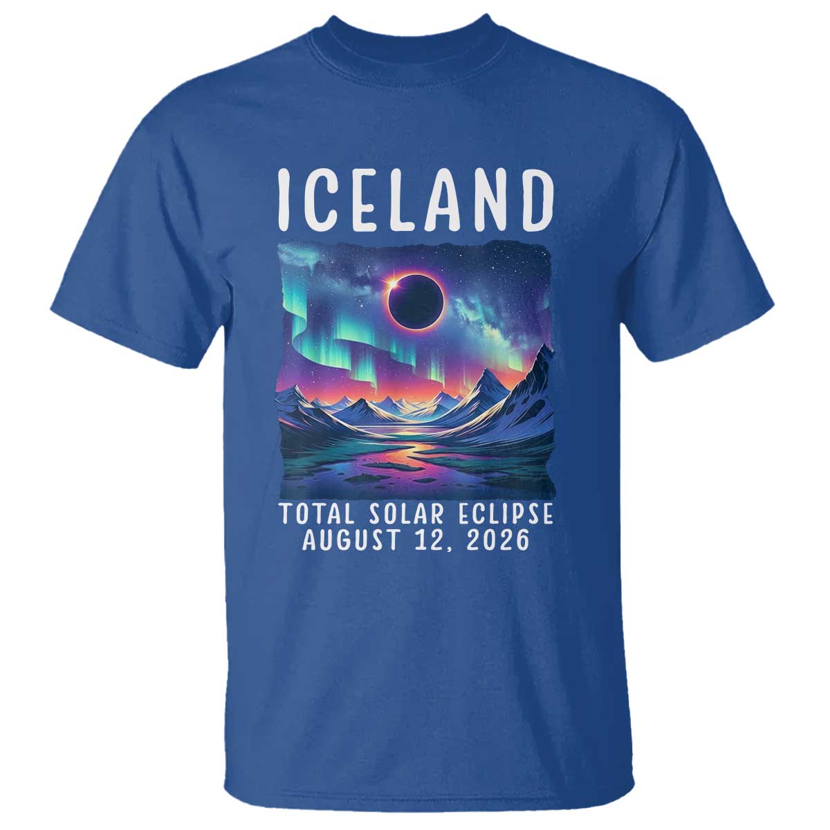 Iceland Total Solar Eclipse 2026 Aurora T Shirt Totality Northern Lights Astronomy Travel Gift