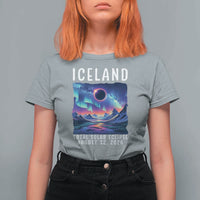 Iceland Total Solar Eclipse 2026 Aurora T Shirt For Women Totality Northern Lights Astronomy Travel Gift