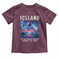 Iceland Total Solar Eclipse 2026 Aurora Toddler T Shirt Totality Northern Lights Astronomy Travel Gift