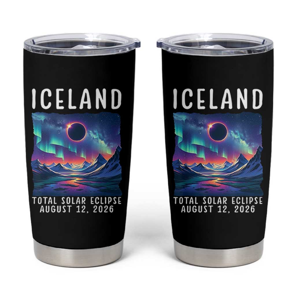 Iceland Total Solar Eclipse 2026 Aurora Tumbler Cup Totality Northern Lights Astronomy Travel Gift