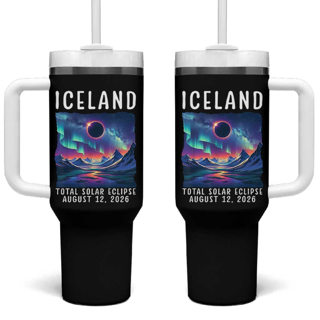 Iceland Total Solar Eclipse 2026 Aurora Tumbler With Handle Totality Northern Lights Astronomy Travel Gift