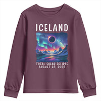 Iceland Total Solar Eclipse 2026 Aurora Youth Sweatshirt Totality Northern Lights Astronomy Travel Gift