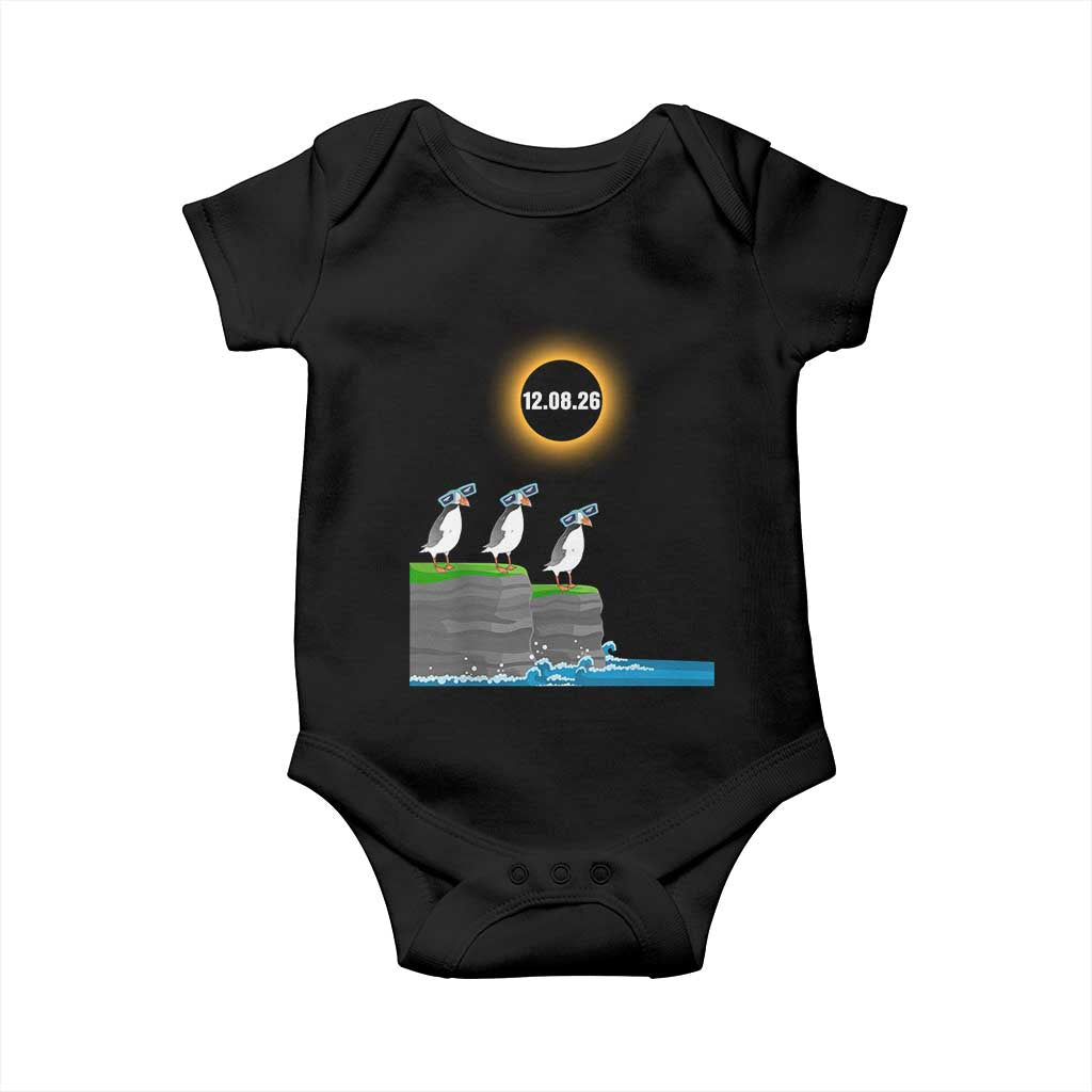 Cute Cartoon Puffins 2026 Total Solar Eclipse Baby Onesie August 12 Totality Funny Astronomy Gift
