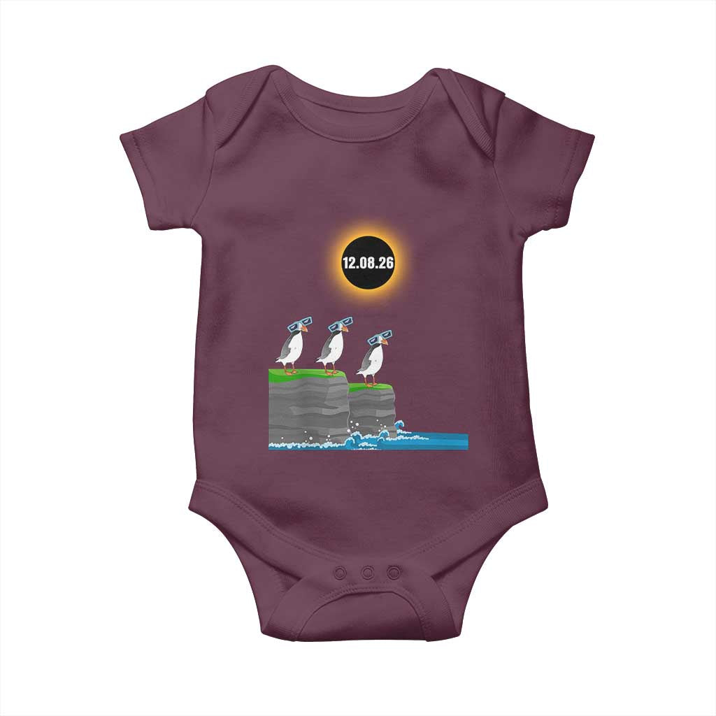 Cute Cartoon Puffins 2026 Total Solar Eclipse Baby Onesie August 12 Totality Funny Astronomy Gift