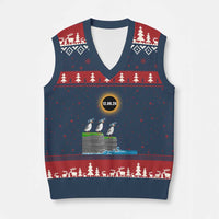Cute Cartoon Puffins 2026 Total Solar Eclipse V-Neck Knit Sweater Vest August 12 Totality Funny Astronomy Gift