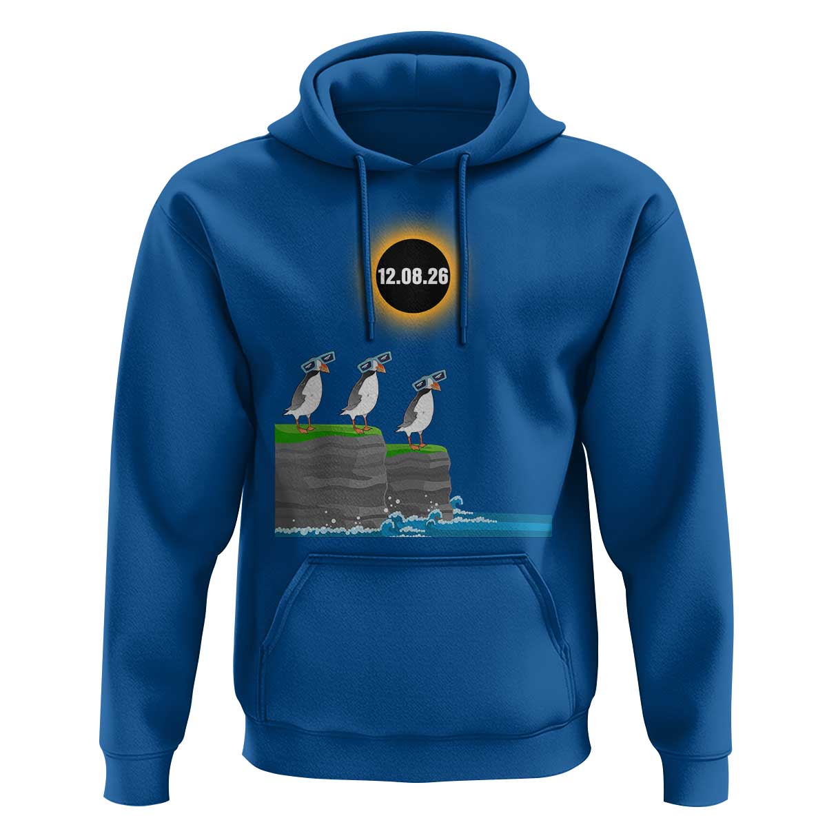 Cute Cartoon Puffins 2026 Total Solar Eclipse Hoodie August 12 Totality Funny Astronomy Gift
