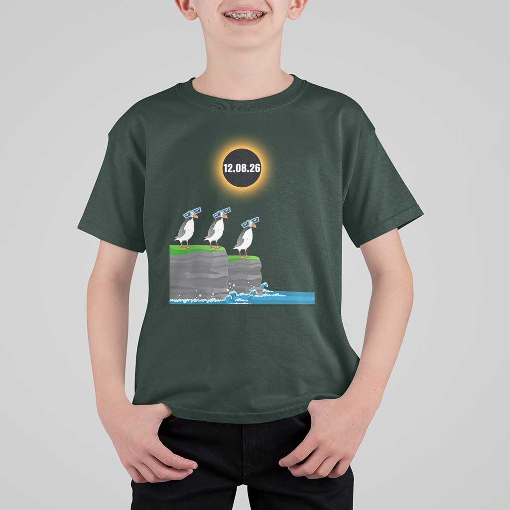 Cute Cartoon Puffins 2026 Total Solar Eclipse T Shirt For Kid August 12 Totality Funny Astronomy Gift