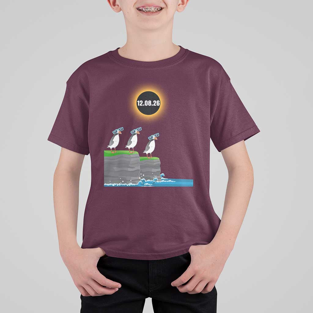 Cute Cartoon Puffins 2026 Total Solar Eclipse T Shirt For Kid August 12 Totality Funny Astronomy Gift