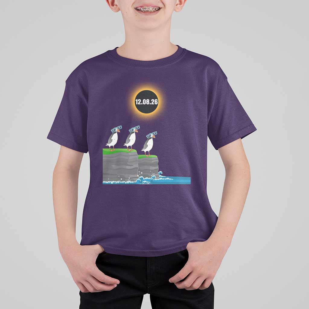 Cute Cartoon Puffins 2026 Total Solar Eclipse T Shirt For Kid August 12 Totality Funny Astronomy Gift