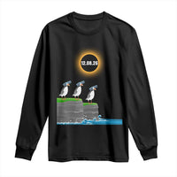 Cute Cartoon Puffins 2026 Total Solar Eclipse Long Sleeve Shirt August 12 Totality Funny Astronomy Gift