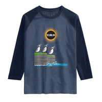 Cute Cartoon Puffins 2026 Total Solar Eclipse Raglan Shirt August 12 Totality Funny Astronomy Gift