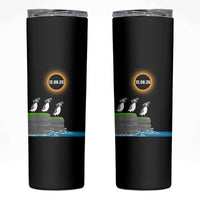 Cute Cartoon Puffins 2026 Total Solar Eclipse Skinny Tumbler August 12 Totality Funny Astronomy Gift