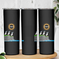 Cute Cartoon Puffins 2026 Total Solar Eclipse Skinny Tumbler August 12 Totality Funny Astronomy Gift