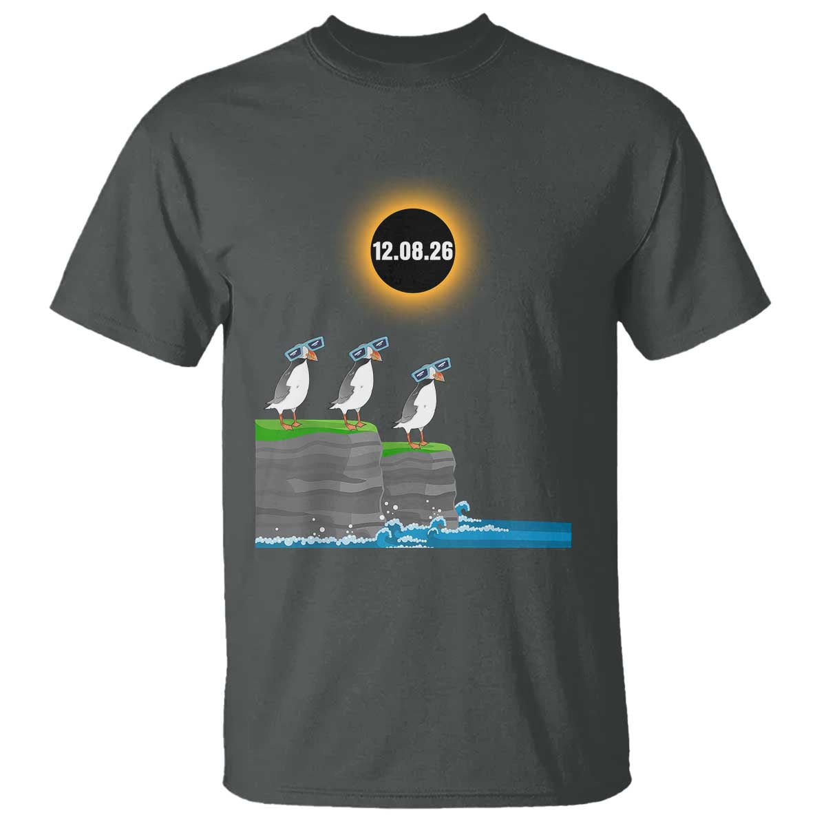 Cute Cartoon Puffins 2026 Total Solar Eclipse T Shirt August 12 Totality Funny Astronomy Gift