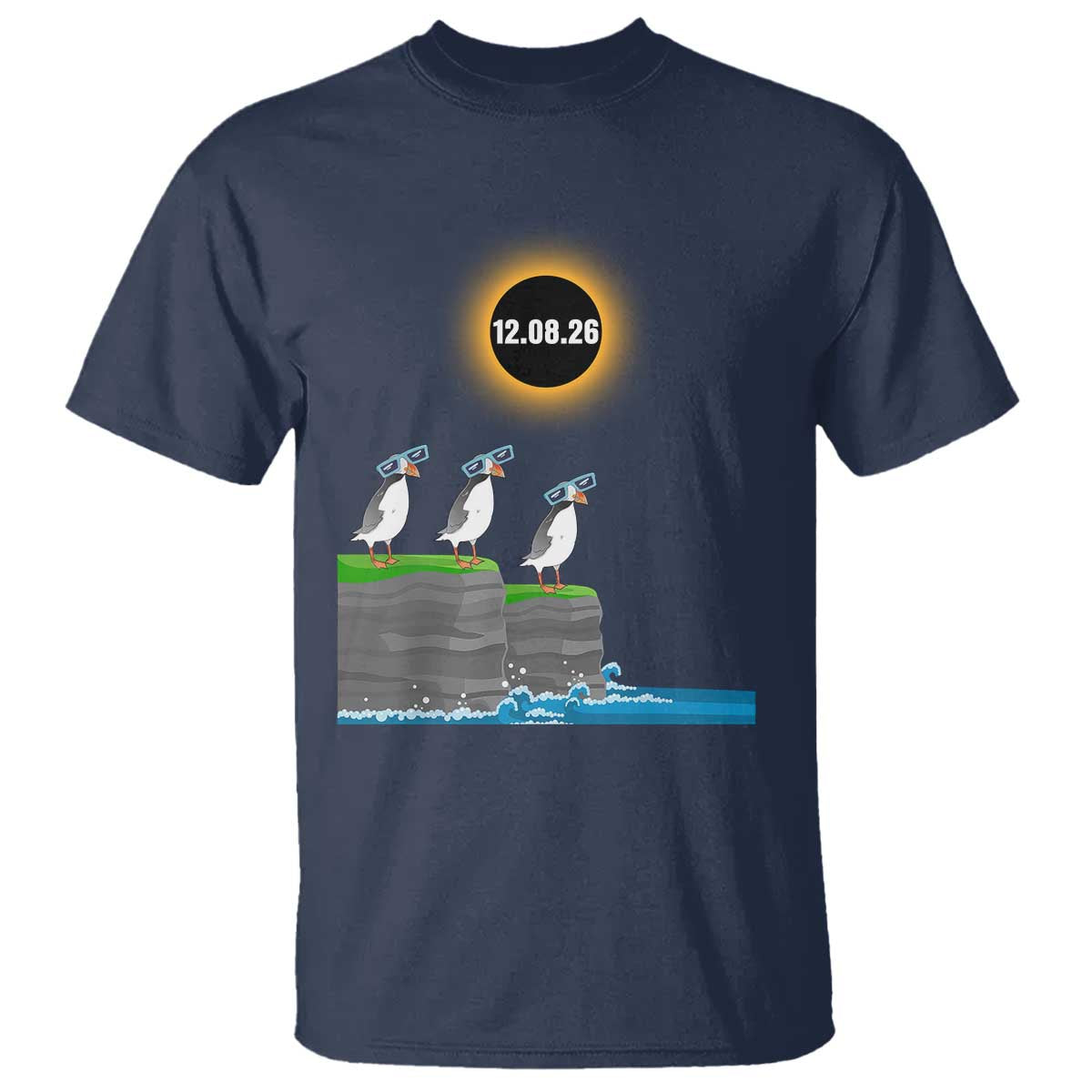 Cute Cartoon Puffins 2026 Total Solar Eclipse T Shirt August 12 Totality Funny Astronomy Gift