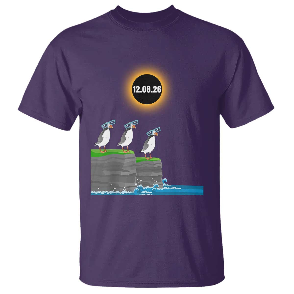 Cute Cartoon Puffins 2026 Total Solar Eclipse T Shirt August 12 Totality Funny Astronomy Gift