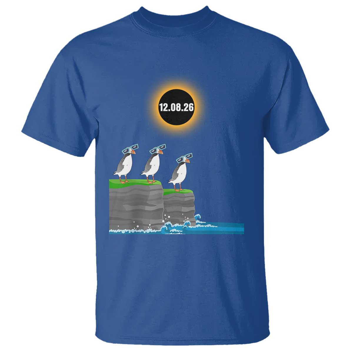 Cute Cartoon Puffins 2026 Total Solar Eclipse T Shirt August 12 Totality Funny Astronomy Gift