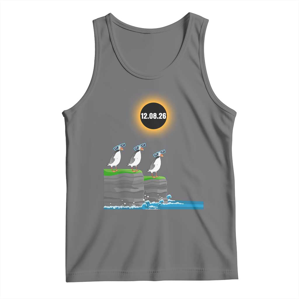 Cute Cartoon Puffins 2026 Total Solar Eclipse Tank Top August 12 Totality Funny Astronomy Gift
