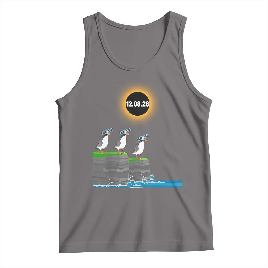 Cute Cartoon Puffins 2026 Total Solar Eclipse Tank Top August 12 Totality Funny Astronomy Gift