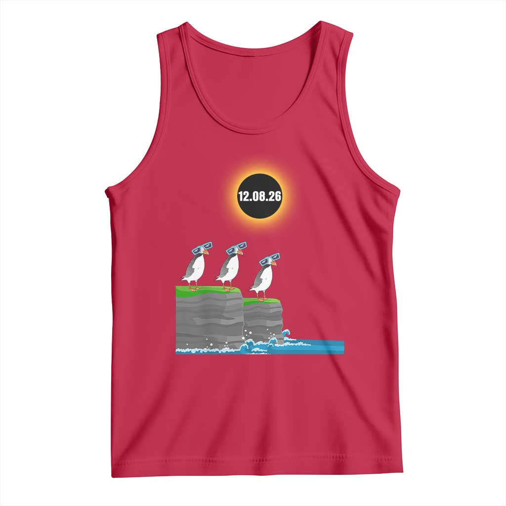 Cute Cartoon Puffins 2026 Total Solar Eclipse Tank Top August 12 Totality Funny Astronomy Gift