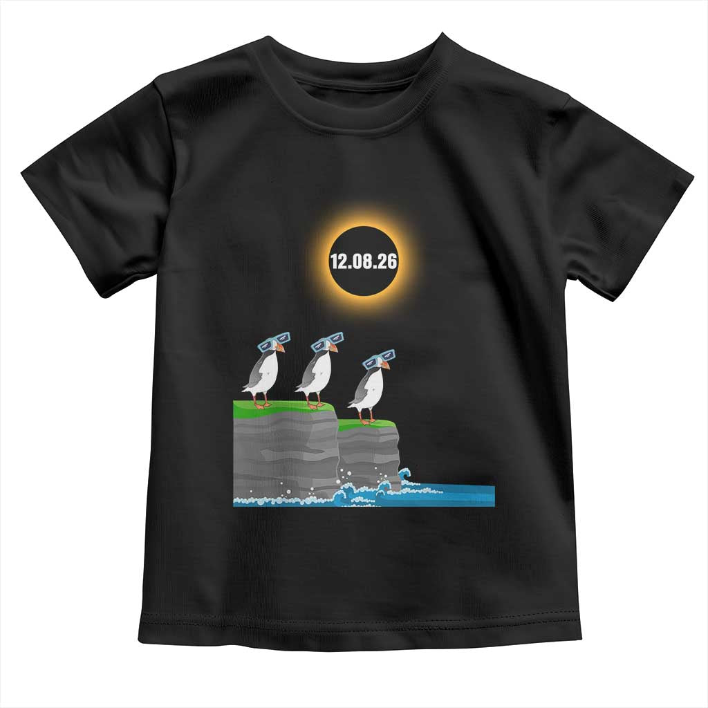 Cute Cartoon Puffins 2026 Total Solar Eclipse Toddler T Shirt August 12 Totality Funny Astronomy Gift