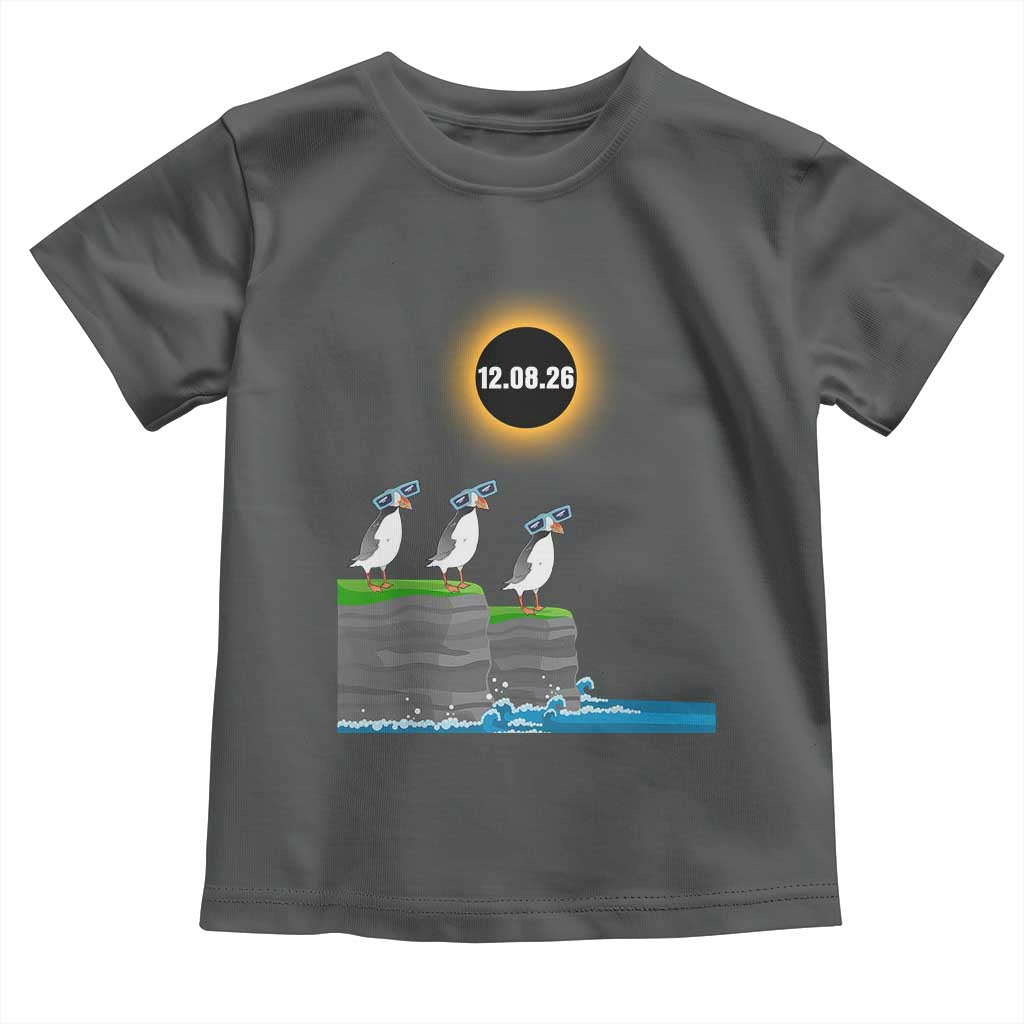 Cute Cartoon Puffins 2026 Total Solar Eclipse Toddler T Shirt August 12 Totality Funny Astronomy Gift