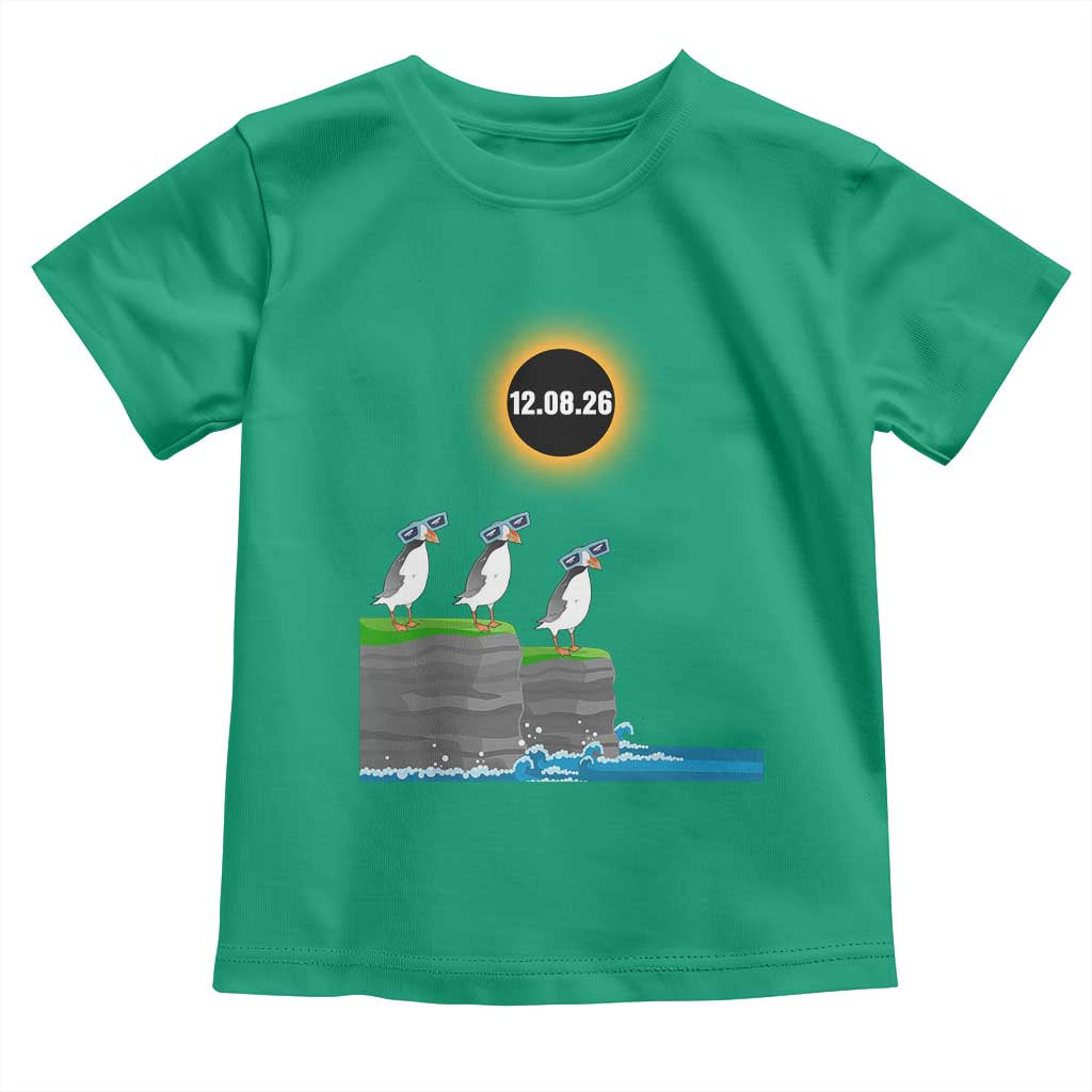 Cute Cartoon Puffins 2026 Total Solar Eclipse Toddler T Shirt August 12 Totality Funny Astronomy Gift